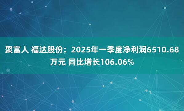 聚富人 福达股份：2025年一季度净利润6510.68万元 同比增长106.06%